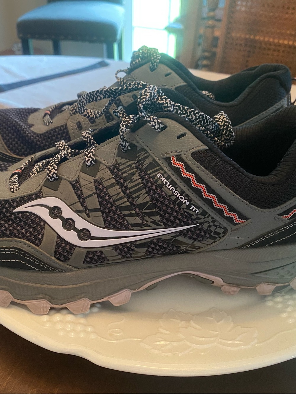Saucony Excursion TR Trail Shoes in Black and Gray with White Logo